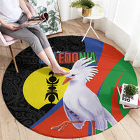 New Caledonia Round Carpet Kagu Bird and The Seal with Melanesian Culture - Polynesian Pride