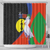 New Caledonia Shower Curtain Kagu Bird and The Seal with Melanesian Culture - Polynesian Pride