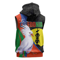 New Caledonia Sleeveless Hoodie Kagu Bird and The Seal with Melanesian Culture - Polynesian Pride