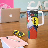 New Caledonia Tumbler With Handle Kagu Bird and The Seal with Melanesian Culture - Polynesian Pride