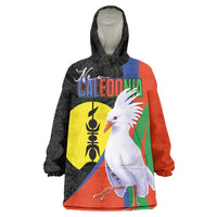 New Caledonia Wearable Blanket Hoodie Kagu Bird and The Seal with Melanesian Culture - Polynesian Pride