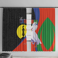 New Caledonia Window Curtain Kagu Bird and The Seal with Melanesian Culture - Polynesian Pride