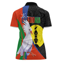 New Caledonia Women Polo Shirt Kagu Bird and The Seal with Melanesian Culture - Polynesian Pride