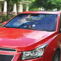 Marshall Islands Manit Day Auto Sun Shade Grunge National Flag with Whales and Tribal Tattoos - Polynesian Pride