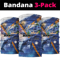 Marshall Islands Manit Day Neck Gaiter Grunge National Flag with Whales and Tribal Tattoos - Polynesian Pride