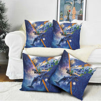 Marshall Islands Manit Day Pillow Cover Grunge National Flag with Whales and Tribal Tattoos - Polynesian Pride