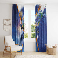 Marshall Islands Manit Day Window Curtain Grunge National Flag with Whales and Tribal Tattoos - Polynesian Pride