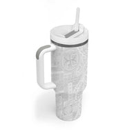 Samoan Culture-Lotu Tamaiti Tumbler With Handle Siapo and Polynesian Art Tattoos - Polynesian Pride