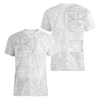 Samoan Culture-Lotu Tamaiti Women V-Neck T-Shirt Siapo and Polynesian Art Tattoos - Polynesian Pride