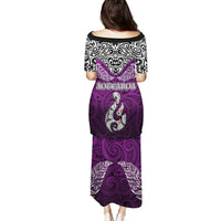 Aotearoa New Zealand Puletasi Silver Fern and Matau with Maori Tribal Pink Style LT03 - Polynesian Pride