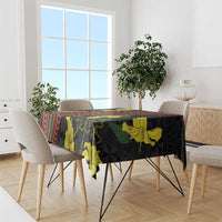 Samoan Culture Tablecloth Hibiscus and Ula Fala with Tapa Pattern Black Color