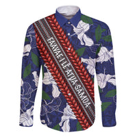 Samoan Culture Family Matching Mermaid Dress and Hawaiian Shirt Hibiscus and Ula Fala with Tapa Pattern Blue Color