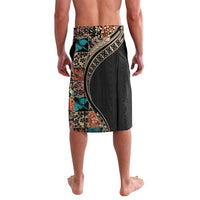 Hawaiian Hibiscus and Tropical Leaves Lavalava Patchwork Grunge Abstract and Tapa Tribal Pattern Half Style