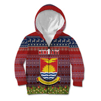Kiribati Christmas Kid Hoodie Coat of Arms and Map Beautiful Merry Xmas Snowflake LT03 - Polynesian Pride