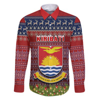 personalised-kiribati-christmas-family-matching-short-sleeve-bodycon-dress-and-hawaiian-shirt-coat-of-arms-and-map-beautiful-merry-xmas-snowflake