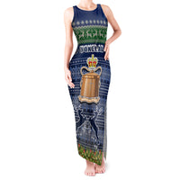 Personalised Tokelau Christmas Tank Maxi Dress Coat of Arms and Map Beautiful Merry Xmas Snowflake LT03 Women Blue - Polynesian Pride