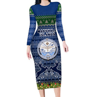 marshall-islands-christmas-family-matching-long-sleeve-bodycon-dress-and-hawaiian-shirt-coat-of-arms-and-map-beautiful-merry-xmas-snowflake