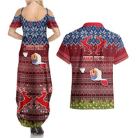 Personalised French Polynesia Christmas Couples Matching Summer Maxi Dress and Hawaiian Shirt Coat of Arms and Map Beautiful Merry Xmas Snowflake LT03 - Polynesian Pride