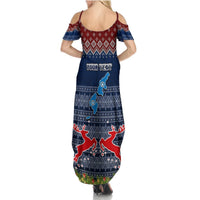 Personalised Northern Mariana Islands Christmas Summer Maxi Dress Coat of Arms and Map Beautiful Merry Xmas Snowflake LT03 - Polynesian Pride