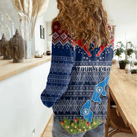 personalised-northern-mariana-islands-christmas-women-casual-shirt-coat-of-arms-and-map-beautiful-merry-xmas-snowflake