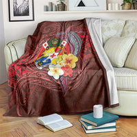 Tonga Humpback Whale Blanket National Seal with Hibiscus and Polynesian Tattoo