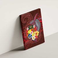 Tonga Humpback Whale Canvas Wall Art National Seal with Hibiscus and Polynesian Tattoo