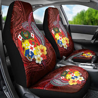 Tonga Humpback Whale Car Seat Cover National Seal with Hibiscus and Polynesian Tattoo LT03 - Polynesian Pride