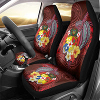 Tonga Humpback Whale Car Seat Cover National Seal with Hibiscus and Polynesian Tattoo LT03 - Polynesian Pride