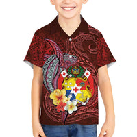 Tonga Humpback Whale Family Matching Tank Maxi Dress and Hawaiian Shirt National Seal with Hibiscus and Polynesian Tattoo