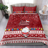 Palau Christmas Bedding Set Snowman and Palau Coat of Arms Maori Tribal Xmas Style LT03 - Polynesian Pride