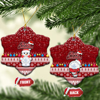 Palau Christmas Ceramic Ornament Snowman and Palau Coat of Arms Maori Tribal Xmas Style LT03 - Polynesian Pride