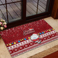 Palau Christmas Rubber Doormat Snowman and Palau Coat of Arms Maori Tribal Xmas Style LT03 - Polynesian Pride