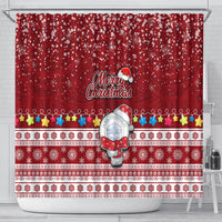 Palau Christmas Shower Curtain Snowman and Palau Coat of Arms Maori Tribal Xmas Style LT03 - Polynesian Pride
