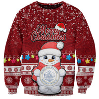 Palau Christmas Sweatshirt Snowman and Palau Coat of Arms Maori Tribal Xmas Style LT03 Unisex Red - Polynesian Pride