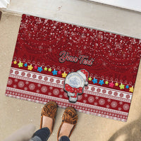 Personalised Palau Christmas Rubber Doormat Snowman and Palau Coat of Arms Maori Tribal Xmas Style LT03 - Polynesian Pride