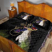 New Zealand Hoiho Quilt Bed Set Maori Art Tattoo and Silver Fern