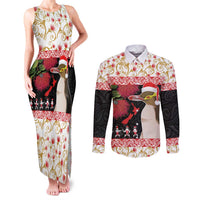 New Zealand Merry Christmas Couples Matching Tank Maxi Dress and Long Sleeve Button Shirt Hoiho Xmas - Haka Dance and Pohutukawa