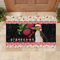 New Zealand Merry Christmas Rubber Doormat Hoiho Xmas - Haka Dance and Pohutukawa