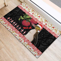 New Zealand Merry Christmas Rubber Doormat Hoiho Xmas - Haka Dance and Pohutukawa