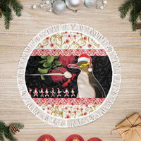 New Zealand Merry Christmas Tree Skirt Hoiho Xmas - Haka Dance and Pohutukawa