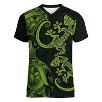 New Zealand Gecko Maori Art Tattoo Women V-Neck T-Shirt