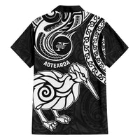 New Zealand Family Matching Off Shoulder Maxi Dress and Hawaiian Shirt Stylized Kiwi Bird Tattoo Mix Koru Circle and Maori Ethnic Vibe LT03 - Polynesian Pride