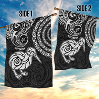 New Zealand Garden Flag Stylized Kiwi Bird Tattoo Mix Koru Circle and Maori Ethnic Vibe LT03 - Polynesian Pride