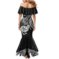 New Zealand Mermaid Dress Stylized Kiwi Bird Tattoo Mix Koru Circle and Maori Ethnic Vibe LT03 - Polynesian Pride