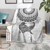 Custom New Zealand Blanket Tui Bird and Koru Circle Mix Silver Fern Pattern LT03 - Polynesian Pride