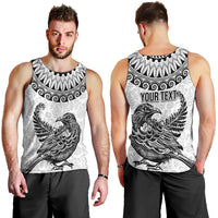 Custom New Zealand Men Tank Top Tui Bird and Koru Circle Mix Silver Fern Pattern LT03 - Polynesian Pride