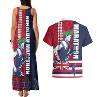 Honolulu Running 2024 Couples Matching Tank Maxi Dress and Hawaiian Shirt Marathon Competition Hula Runner and Kakau Art Tattoo LT03 - Polynesian Pride