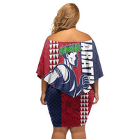 Honolulu Running 2024 Off Shoulder Short Dress Marathon Competition Hula Runner and Kakau Art Tattoo