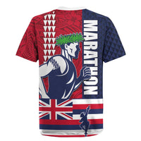 Honolulu Running 2024 Rugby Jersey Marathon Competition Hula Runner and Kakau Art Tattoo