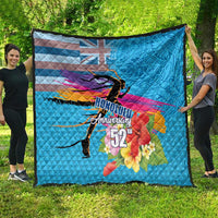 Honolulu Anniversary 52nd Running Quilt Marathon Competition Kakau Pattern Blue Color